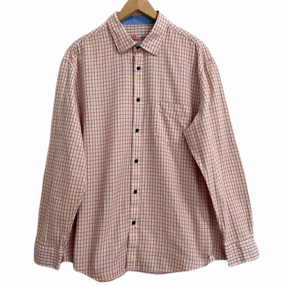 Tasso Elba Grid Pattern Button Down Shirt Blue
